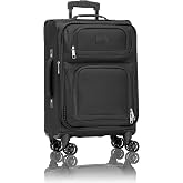 U.S. Traveler Rio Lightweight Softside Rolling Carry-on Suitcase, 4-Wheel Single, Black