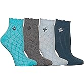 Columbia Textured Quarter Socks 4 Pair, Geyser/Htr Grey/Cr.Blue/Evrblue, One Size