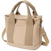 AMXNX Small Tote Bags for Women Canvas Purses with Zipper Crossbody Mini Tote Satchel Hobo Work Beach Bag Shoulder Handbags