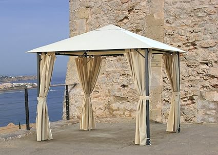 QUICK STAR Metall Garten Pavillon Nizza 3x3m Antik Partyzelt Sand mit 4 Seitenteilen
