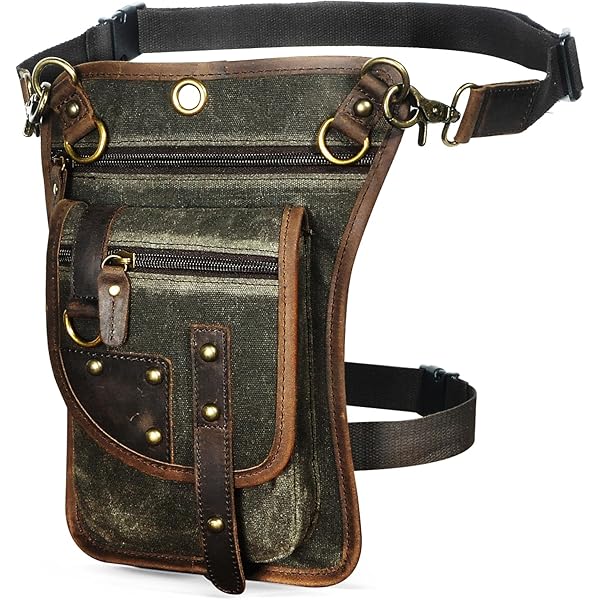 Le'aokuu Men's Genuine Leather Hip Bag - Drop Leg Waist Pack For Motorcycle Riding