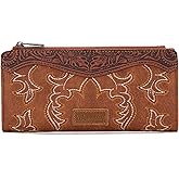 Wrangler Wristlet Wallets Western Wallet for Women Floral Tooled Womens Wallet Boot Stitch Purses | Tooled, Clutch, Boot Stitch, Bifold, with Card Holder