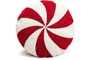 XIAIJIA Christmas Pillows Candy Throw Pillow White Round Decorative Pillow Christmas Decorations Soft Winter Pillow Cute Plush Pillow Cushions for Couch Sofa Bed, 15x15 Inch