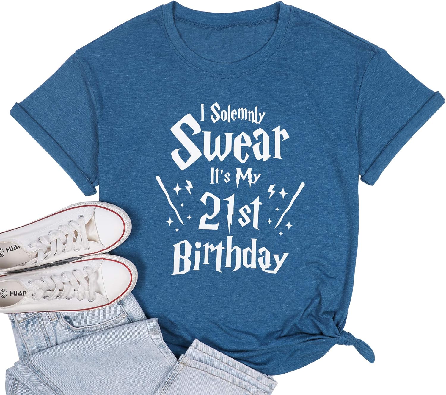 Women Birthday TShirts Funny Letter Printed Star Lighting