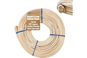 UNIQANTIQ HARDWARE SUPPLY 3.5 mm Round Reed #5 | 1 Pound Coil | Rattan Reed for Basket Weaving and Wicker Furniture Making | Basketry and Repair Supplies | UA-350RR