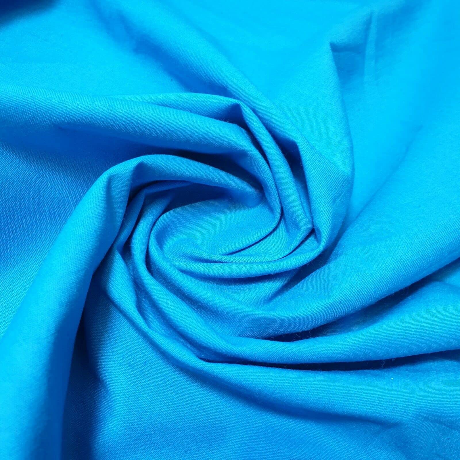 100% Cotton Fabric 112cm Wide Plain Cambric Poplin (Turquoise, 10 Meter)