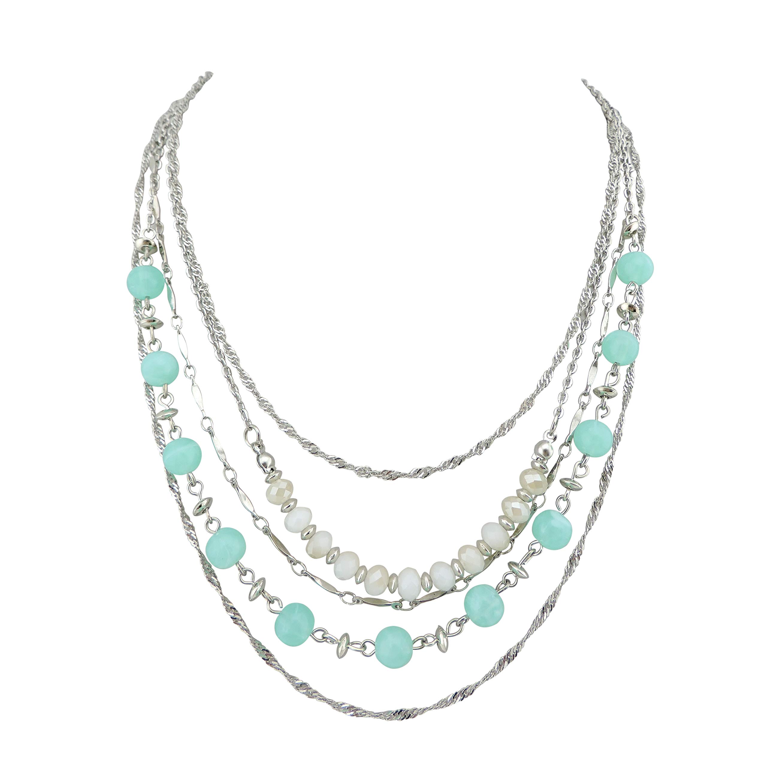 Bocar 5 Strand Multi Layer 16" Collar Beaded Chain Necklace for Women Gift (NK-10588)