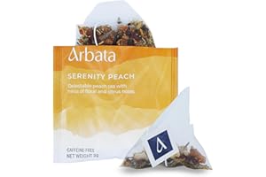 Arbata Serenity Peach Tea, 24 Pyramid Tea Bags Decaf Herbal Tea, Artisinal Herbal Tea Gift (Serenity Peach)