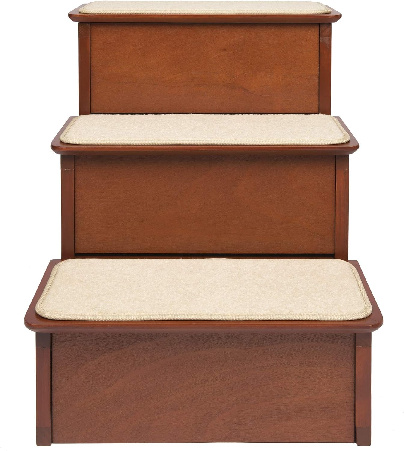 PetSafe CozyUp Wood Pet Steps - 3 Step Pet Stairs with Cherry Finish - Furniture Grade Dog and Cat Stairs - Durable Wooden Frame Supports up to 200 lb - Carpeted Tread and Non-slip Feet Provide Added Security : Pet Supplies