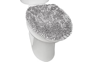TOWN & COUNTRY BASICS Spa Step Noodle Solid Bathroom Toilet Lid Cover, Plush, Soft, and Absorbent, Machine Washable, Light Grey, 18.5"x19.6"