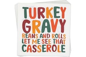 AISOSIKS Friendsgiving Napkins, Thanksgiving Napkins, Friendsgiving Decorations, Thanksgiving Decorations, Friendsgiving Party Decorations ZJ-LO-Q (White - Turkey Gravy Beans And Rolls)