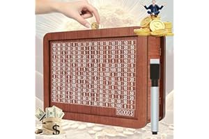NARLANA 2025 New 10000 Savings Challenge Box, Cash Vault Wooden Savings Box, 10k Savings Challenge Box with Counter, Savings Box Challenge, Wooden Money Box for Cash with Target and Numbers (10000)