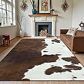 Foxmas Area Rugs for Living Room, 5x7 Machine Washable Cow Print Rug, Non-Slip Low Pile Indoor Floor Rug, Carpet for Bedroom Dining Room Laundry Room Kitchen Home Office