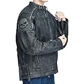 Genuine Black & White Distressed Real Leather Biker Motorcycle Jacket for Men Bomber Cruiser Real Lambskin Vintage Jacket