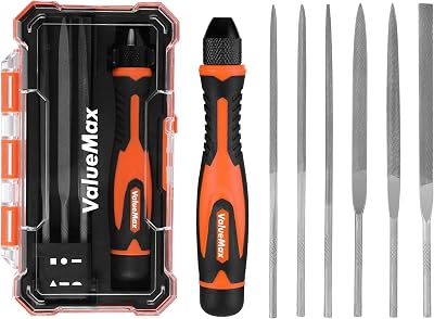 ValueMax Interchangeable Needle File Set 6Pcs with Handle for Wood Metal