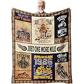Motorcycle Throw Blanket Gift for Men – Vintage Biker Decor for Man Cave, Garage, Bedroom & Living Room, Chopper Style Sofa Bed Accent, Motorcycle Lovers & Riders, 50'' x 60''
