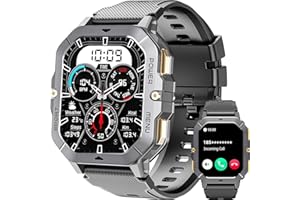 OUKITEL Smart Watch for Men, Military Watches 2.02” HD Touchscreen Answer/Make Calls, Waterproof Fitness Tracker with Heart Rate/Blood Oxygen/Sleep Monitor/100+ Sports Modes, for Android & iOS