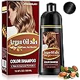 Black Hair Dye Shampoo 3 in 1 for Gray Hair Coverage, Argan Oil Shampoo Para Pintar el Cabello, Black Shampoo Hair Dye for Women Men, Instant Hair Color Shampoo, Champu Para Canas 500ML