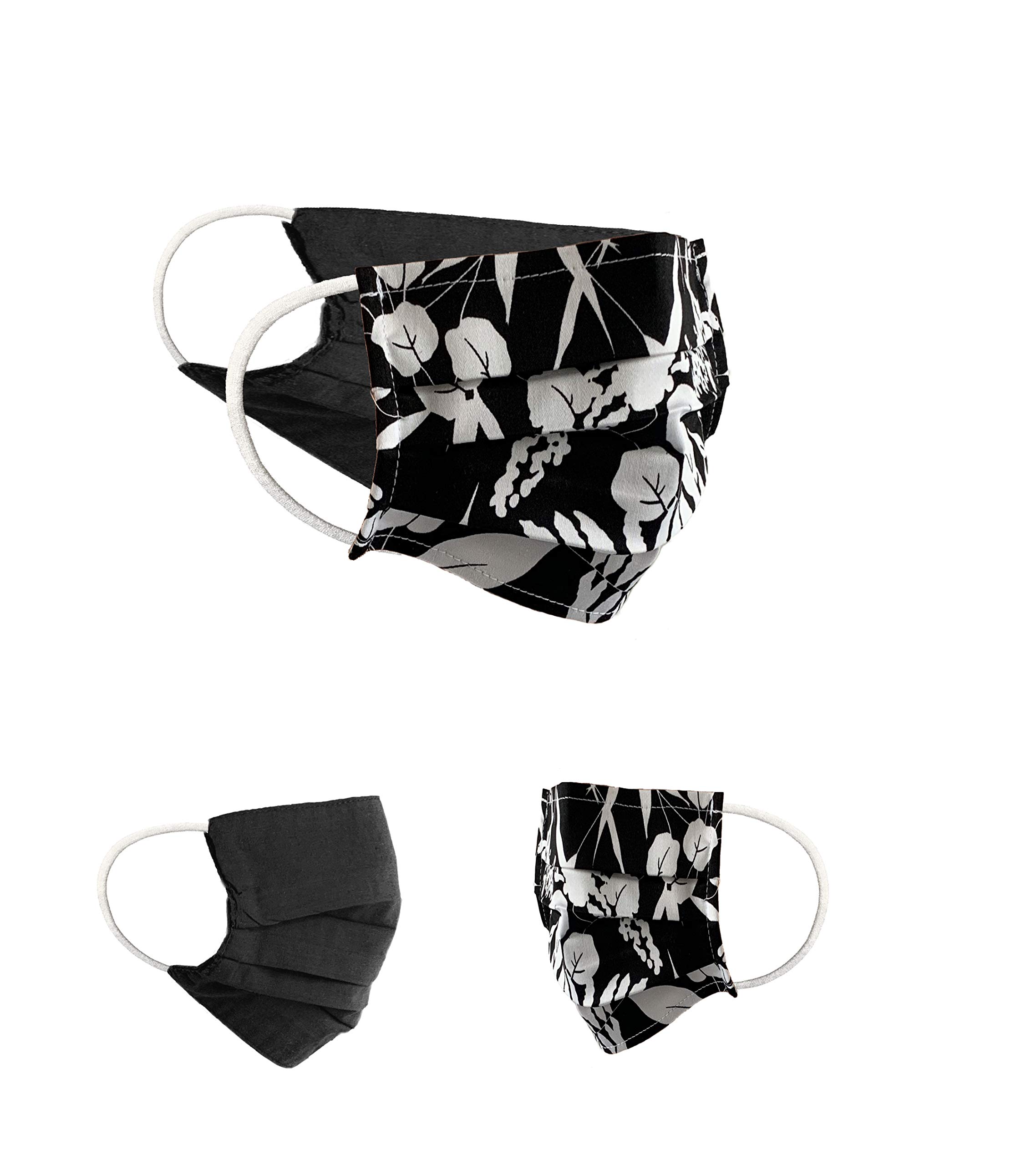 Community Masks 2-pack set unisex makeshift mask reversible mouth protection mask mouth and nose protection reversible mask with print cotton BCI washable,Black