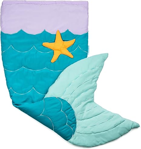 Amazon Co Jp マーメイドブランケット 刺繍模様 ポケット付き ハワイ発人気上昇 人魚ブランケット 3歳 13歳 青緑 ラベンダー ホビー