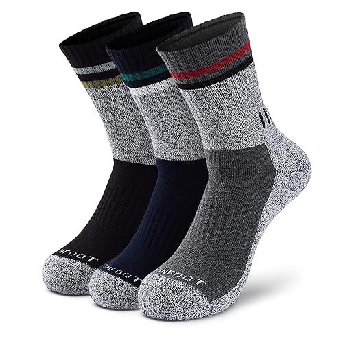 MONFOOT Men's/Women's 3 Pairs Hiking Cotton Crew Socks, Multipack