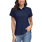 MAGCOMSEN Women's Polo Shirts UPF 50+ Sun Protection 4 Buttons Casual Work Quick Dry Short Sleeve Collared Golf Shirt