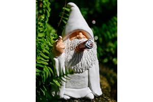 Karoter Middle Finger Figurine Decorations, Naughty Smoking Wizard Gnome, 5.9 Inch , Garden Statue Outdoor, Funny Figurine for Lawn Yard Balcony Porch Patio Home Ornaments Outdoor