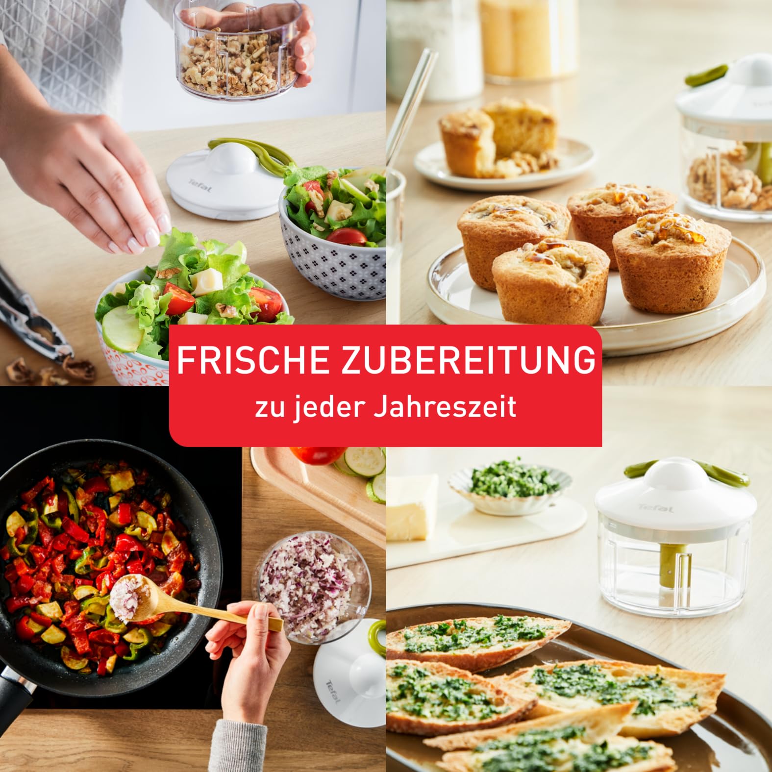 Tefal K13204 Ingenio 5-Sekunden-Zerkleinerer ohne Strom, Fassungsvermögen: 900ml, Multizerkleinerer, Universalzerkleinerer für Gemüse, Obst, Nüsse, Knoblauch, Babynahrung, Schwarz/Grün/Transparent 5