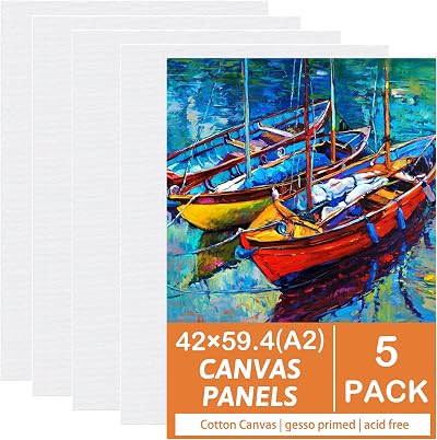 Koncci Canvas for Painting 42x59.4cm A2 5 Packs 4mm Acid Free Cotton