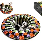 3D Halloween Rug Optical Illusion Rug Brick Bottomless Area | 3D optical illusion rug features soft,durable crystal velvet fabric and a non-slip design