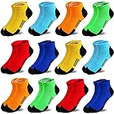 Tsmollyu 12 Pairs kids Half Cushion Low Cut socks, Socks for Boys Age 3-10,Cotton Ankle Athletic Sock for Little Big Kids
