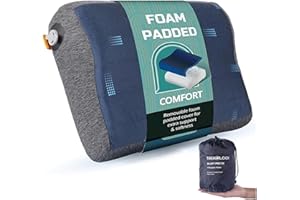 TREKOLOGY Premium Inflatable Travel Pillow with Removable Foam-Padded Case – Noise-Reducing, Ergonomic Design for Camping, Ba