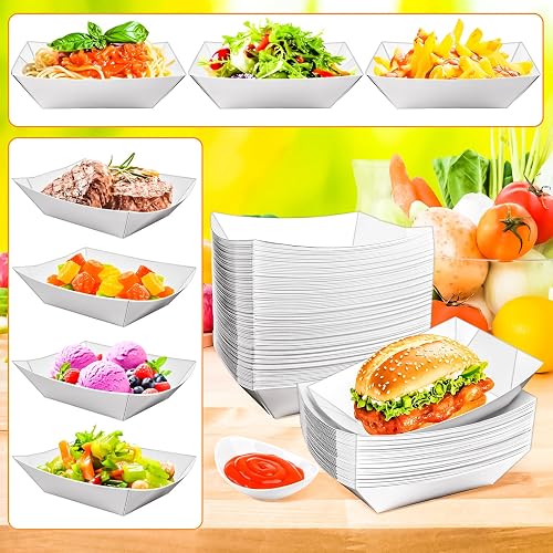 MotBach 100 Pack 3lb Kraft Paper Food Trays – Waterproof Disposable Serving Boats For Fries, Burgers, Hot Dogs & Parties - View #7