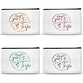 SEAOYOZO 4 Pcs Girls Trip Gifts Makeup Bags for Women Bestie Gifts Summer Vacation Cosmetic Bag Friendship Gifts for Girl Best Friend BFF Travel Toiletry Bags Favors