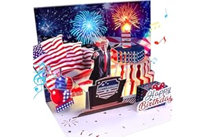 FITMITE Birthday Card, Musical Pop Up Greeting Cards w Light, Blow Out Candle & Play Happy B-day Music Pop Up Card, Greeting Cards Gifts for Him or Her (Birthday Song, Presidential Blessings & Surprise)