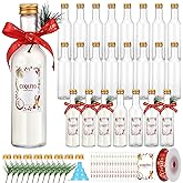 Tioncy 24 Pack Christmas Plastic Coquito Bottles with Caps Pine Branches Stickers Ribbons Clear Empty Plastic Wine Bottles for Homemade Brewing Coquito Beverage Xmas Party Supplies(10 Oz/ 300 ml)