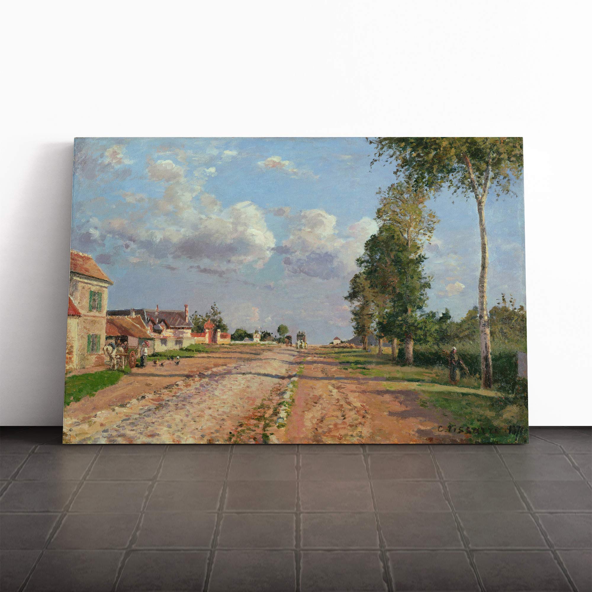 Camille Pissaro Route to Versailles Canvas Print | Gallery Wrapped 30mm Frame Wall Art | 20x14 inches | Ready to Hang | Modern Picture | Living Room Bedroom Lounge Office