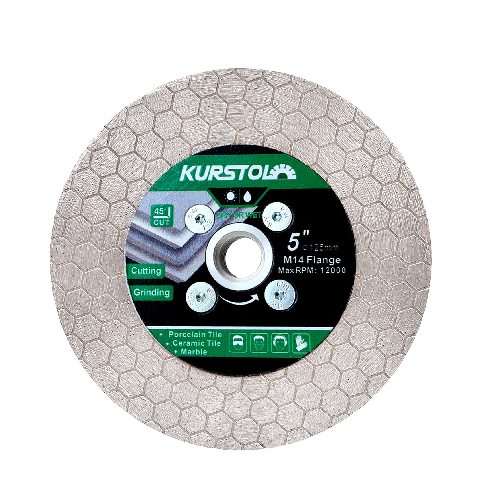 KURSTOL Tile Diamond Saw Blade - 125mm Dual-Purpose Diamond Cutting Disc,Angel Grinder Blade Arbor M14 thread for Cutting and Grinding Ceramic Tiles,Porcelain,Granite,Marble — image 1