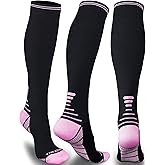 Thoxcare Compression Socks for Women Men 20-30 mmHg, Knee High Support Circulation Sock for Travel Sport Medical (1or 2Pair)