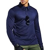 MIER Polo Shirts for Men, Long Sleeve Collared Shirts | UPF 50+ for Outdoor Performance; Moisture-Wicking; Shoulder Mic Clips; Split Hem; Underarm Gusset with Mesh; No-Roll Collar