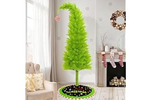 MAKER PLANET Christmas Tree, Artificial Christmas Tree 6FT, Lime Green Christmas Tree with Christmas Tree Skirt, Whimsical Bendable Holiday Tree with Ornament, Perfect for Indoor and Outdoor Christmas Decorations