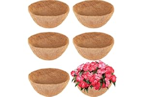 LCHUANG Coco Liners for Planters - 6 Pack 14 Inch Round Hanging Basket Liners, 100% Natural Coconut Fiber Replacement Liners for Hanging Baskets Planters Flowers, Plants, Vegetables (14'' Pack of 6)