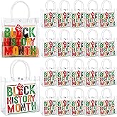 Sweetude 24 Pcs Black History Month Gift Bags Bulk Red Black Green Clear PVC Goodie Bags with Handles 7.87 x 3.1 x 7.87 Inch Reusable African PVC Gift Wrap Sack for Party Decoration Supplies