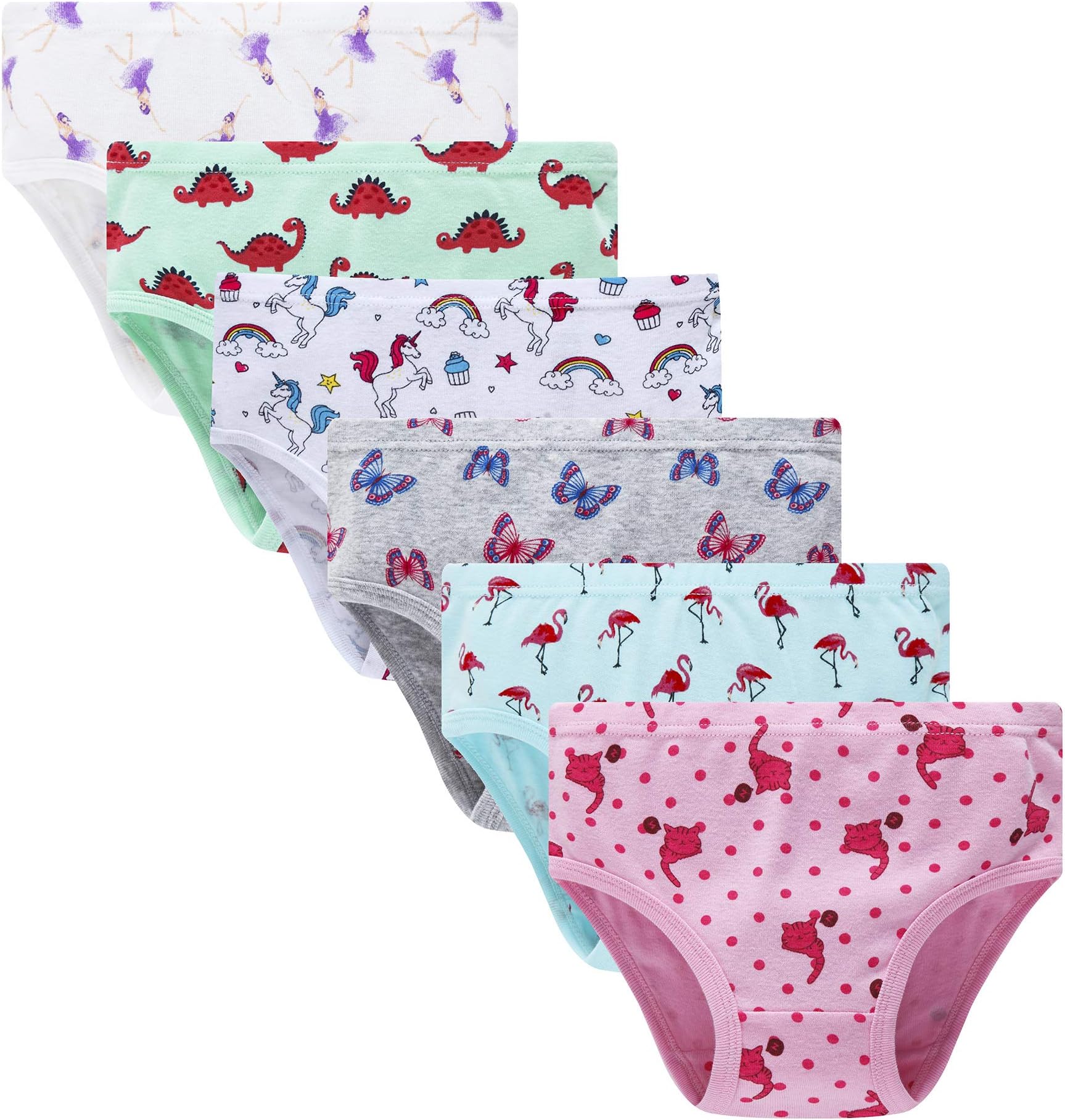 Little Girls' Soft Cotton Underwear Kids Cool Breathable Comfort Panty Briefs Toddler Undies(Pack of 6)