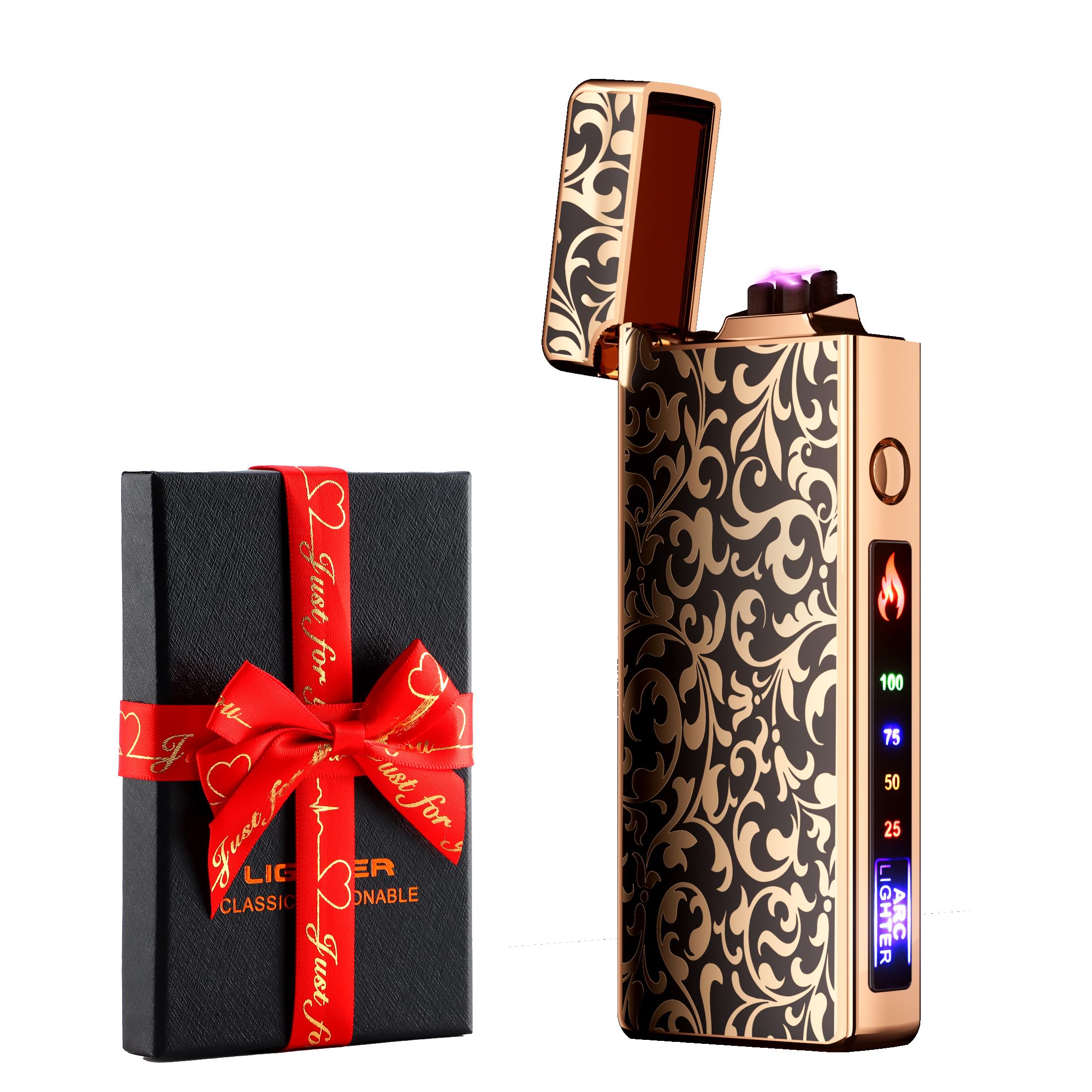 dachance Custom Personalized Cool Lighter Electric Gift Windproof USB Rechargeable Dual Arc for Camping Valentine's Day Gift (Nature)