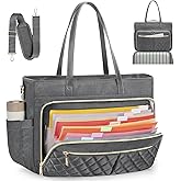 RAINSMORE Teacher Tote Bag 15.6 Inch Laptop Bag for Women Work Bag with Large Cup Holder Nurse Bag Computer Tote Handbag