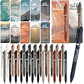 Feifeiya 100 Sets Christian Gifts Bulk Bible Emergency Numbers Bookmark Bible Verse Pens Religious Gifts for Church Party Favors Sunday School Pastors Wives(Gray,Natural)