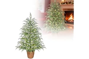 My Texas House Christmas Tree,3 Feet, Green Indoor Potted Holiday Decor, Cypress Christmas Tree with Lights for Office Apartm
