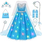 Meland Light Up Princess Dress for Girls Ages 3-10, Dress Up Toys Gift Set | Gift for girls birthdays, Halloween, Christmas, complete princess costumes for girls dress up with cape, princess toys