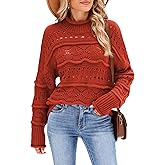 ZAFUL Women's Sweaters Turtleneck Crochet Hollow Out Long Sleeve Sweater Cute Fall Winter Casual Pullover Jumper Tops